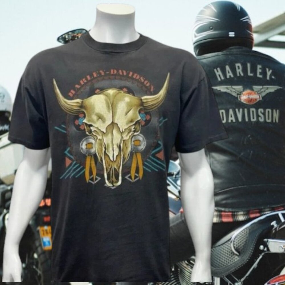 Vintage 90s Harley Davidson Motorcycles Black Hills Rapid City, SD T-Shirt Sz XL